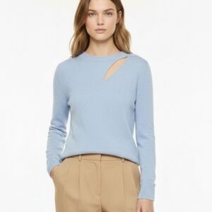 A.L.C. Robinson Twist Detail Wool Cashmere Cutout Sweater Light Blue XS Academia